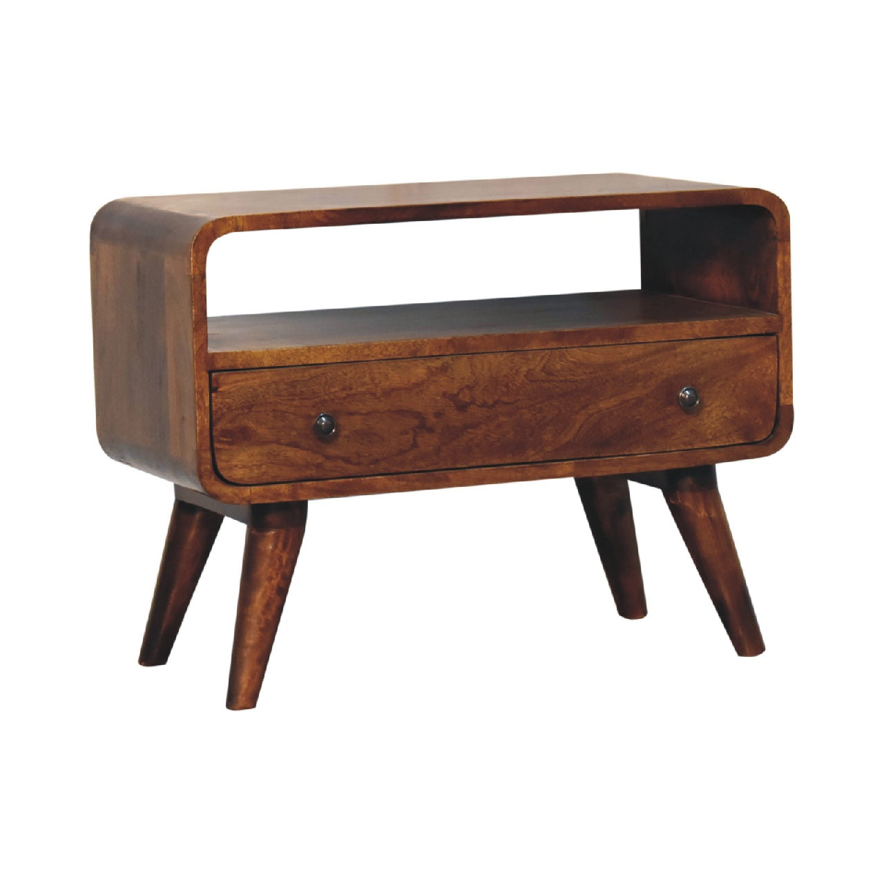 Mini Chestnut Curved Media Unit TV Stand CasaFenix