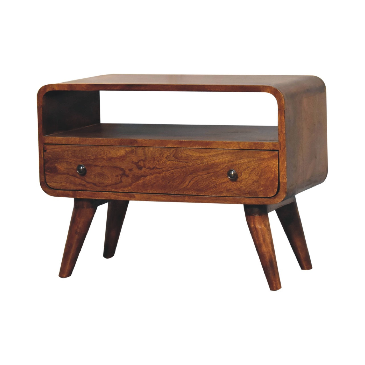 Mini Chestnut Curved Media Unit TV Stand CasaFenix