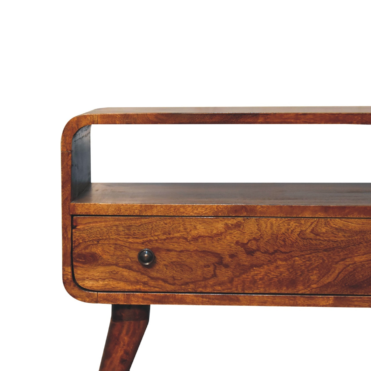 Mini Chestnut Curved Media Unit TV Stand CasaFenix