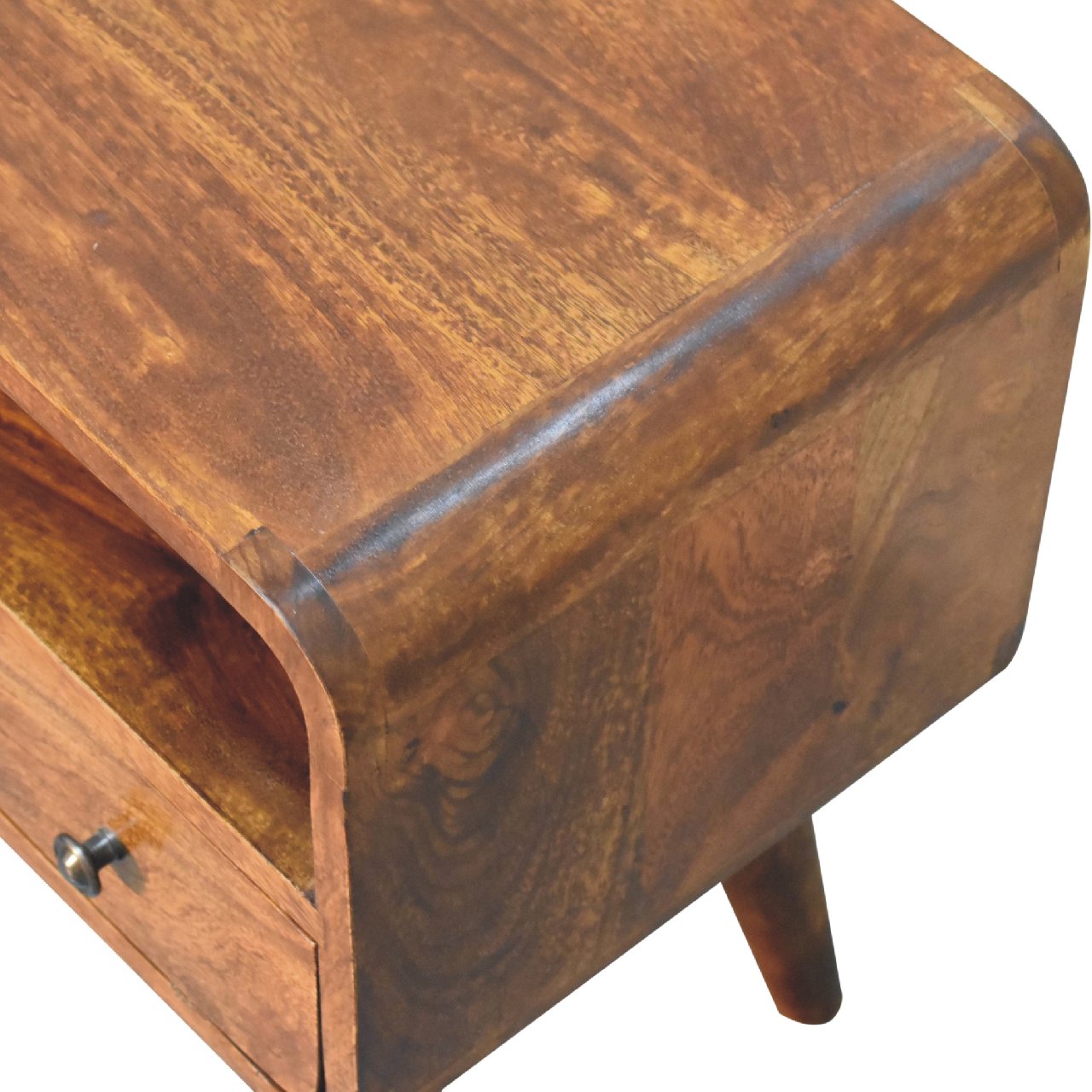 Mini Chestnut Curved Media Unit TV Stand CasaFenix