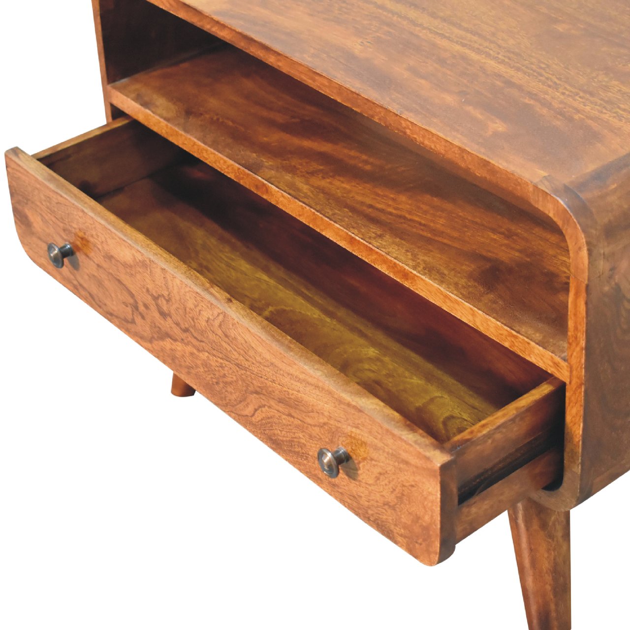 Mini Chestnut Curved Media Unit TV Stand CasaFenix