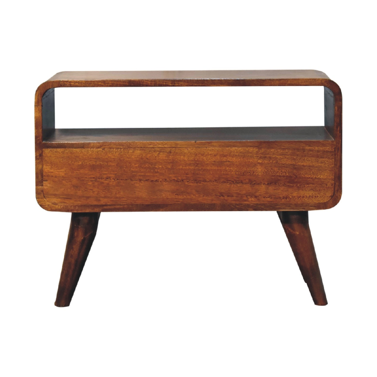 Mini Chestnut Curved Media Unit TV Stand CasaFenix