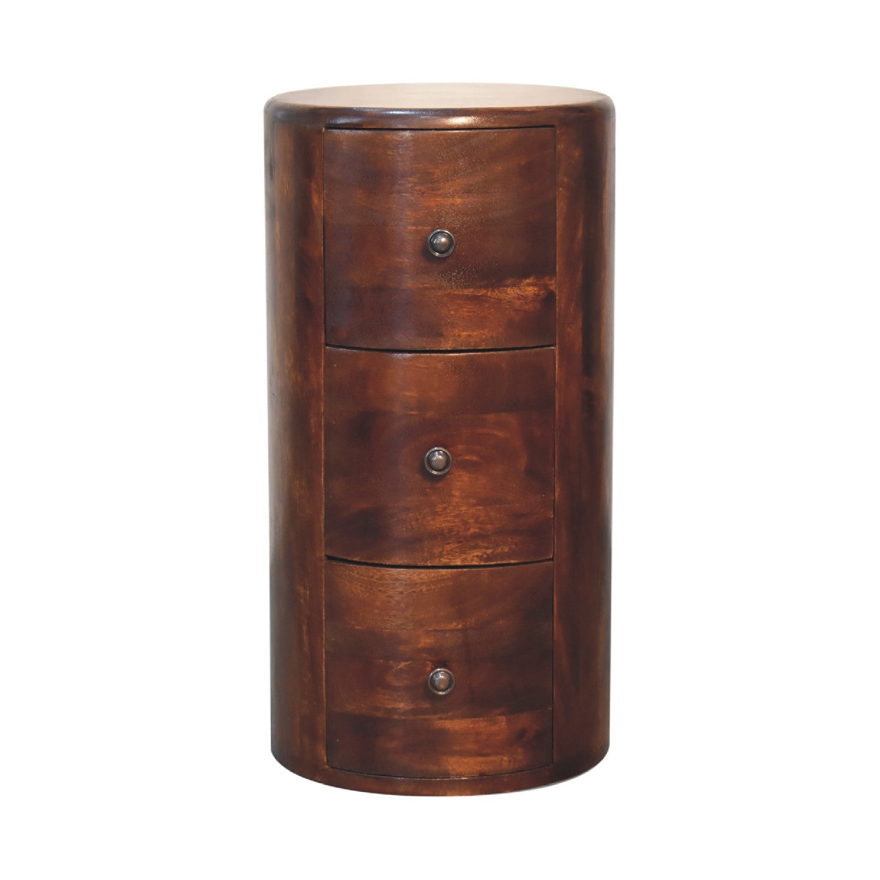 Chestnut Drum Chest 3 Drawer 57cm High Chest of drawers CasaFenix