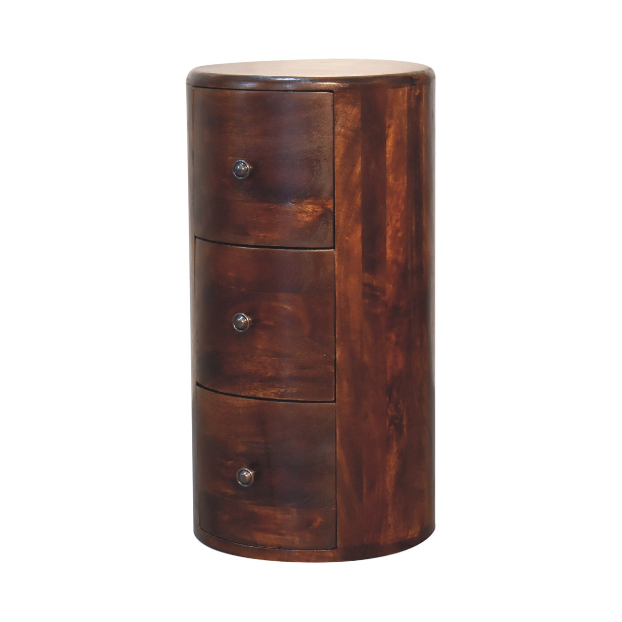 Chestnut Drum Chest 3 Drawer 57cm High Chest of drawers CasaFenix