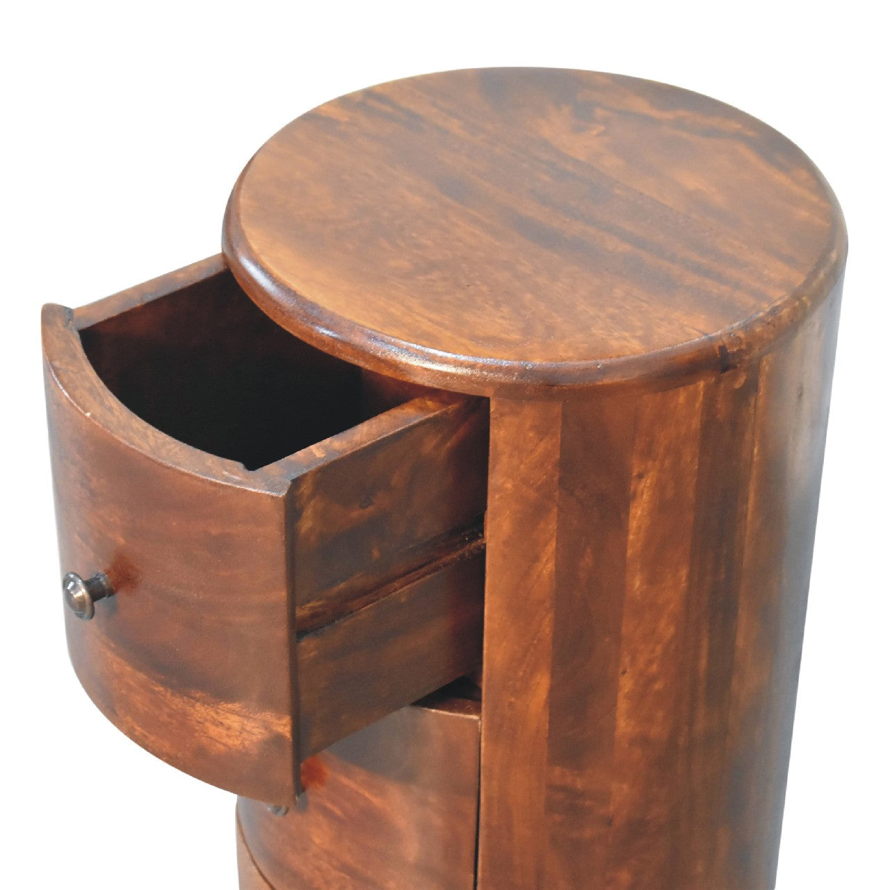 Chestnut Drum Chest 3 Drawer 57cm High Chest of drawers CasaFenix