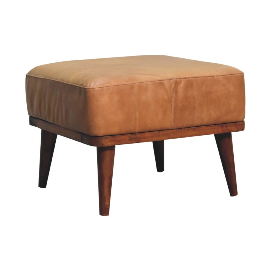 Tan Buffalo Leather Tan Footstool Footstool CasaFenix