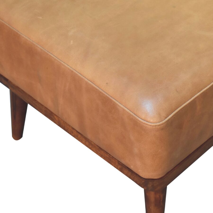 Tan Buffalo Leather Tan Footstool Footstool CasaFenix