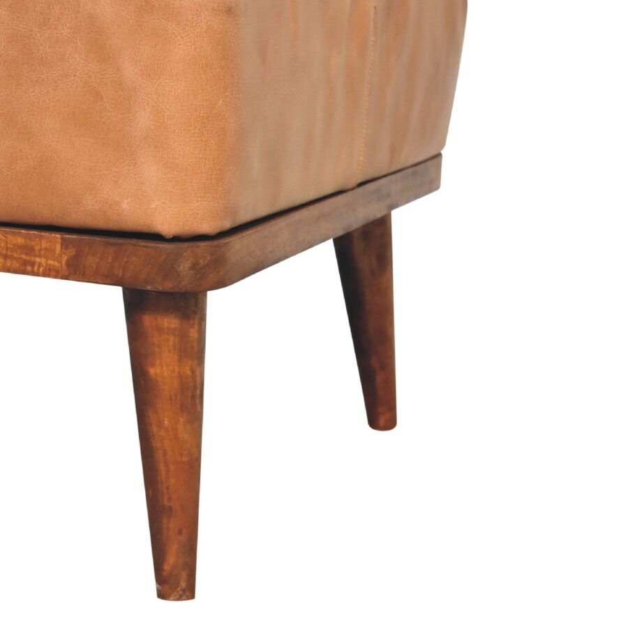 Tan Buffalo Leather Tan Footstool Footstool CasaFenix