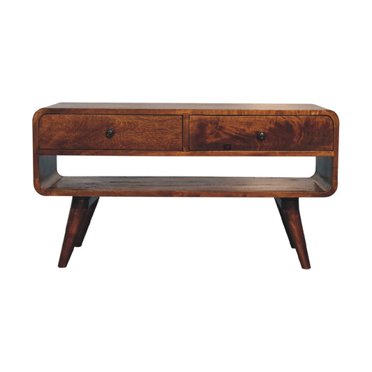 Reverse Curved Chestnut Media Unit TV Stand CasaFenix