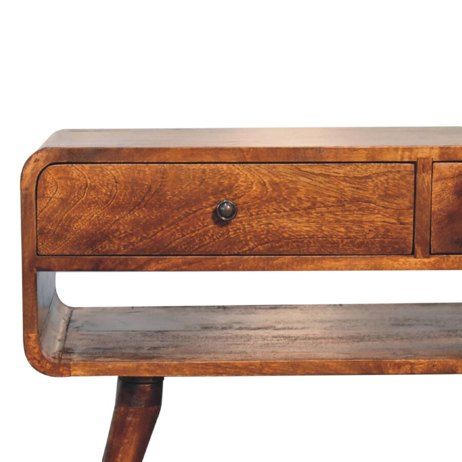 Reverse Curved Chestnut Media Unit TV Stand CasaFenix