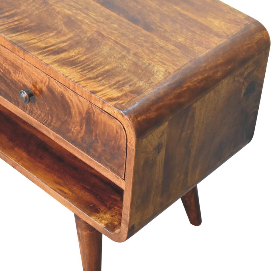 Reverse Curved Chestnut Media Unit TV Stand CasaFenix