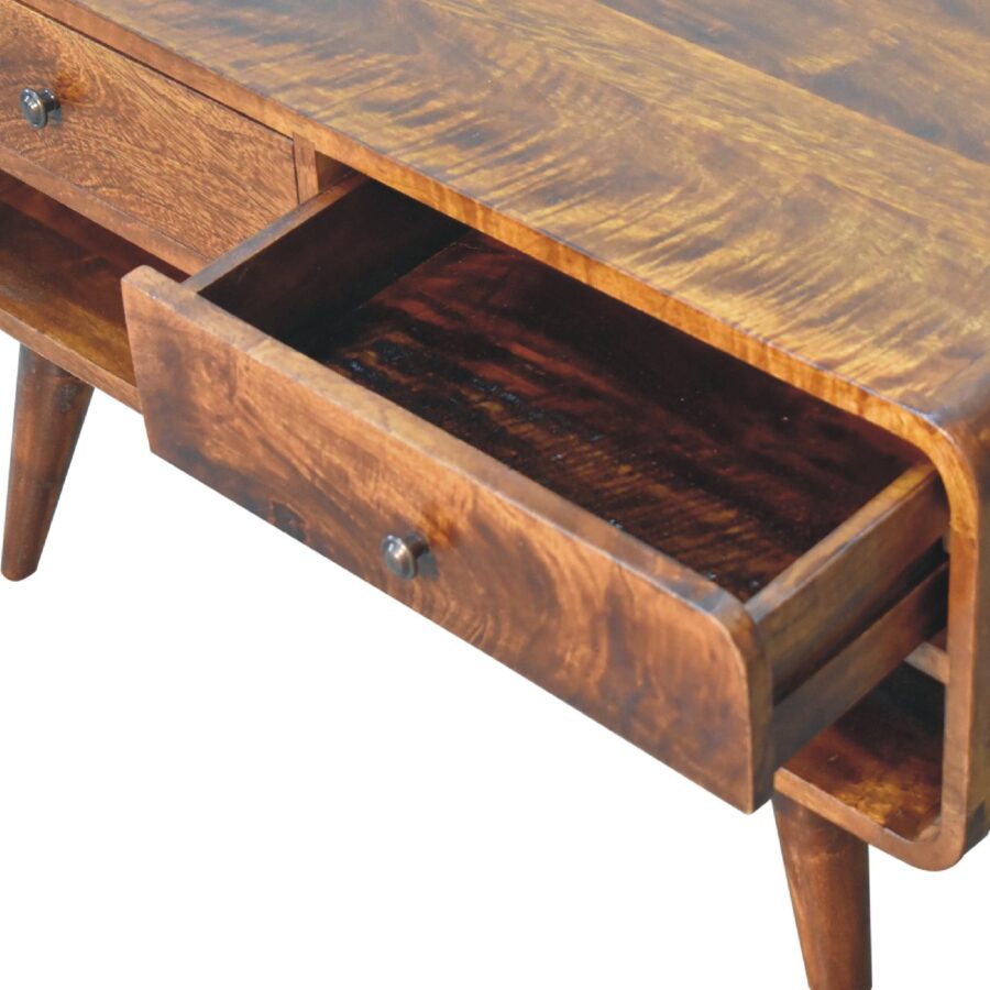 Reverse Curved Chestnut Media Unit TV Stand CasaFenix