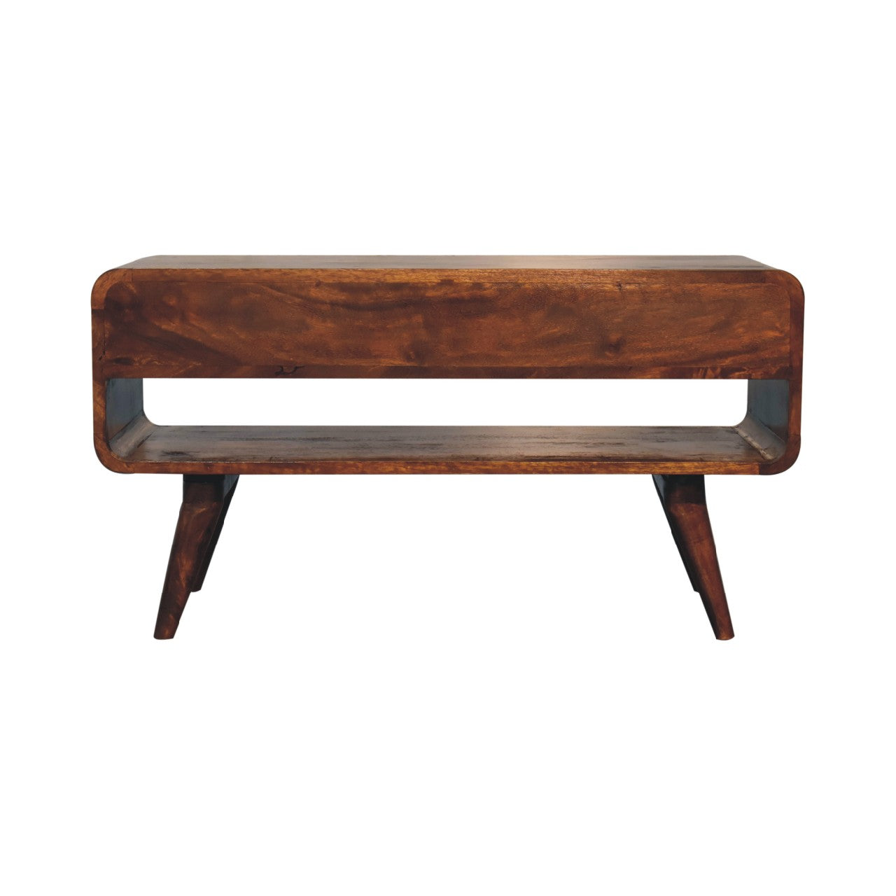 Reverse Curved Chestnut Media Unit TV Stand CasaFenix