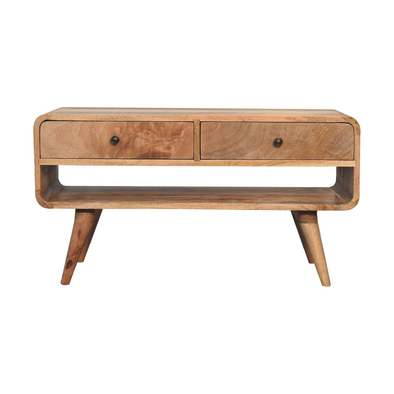 Reverse Curve Oak-ish Media Unit TV Stand CasaFenix
