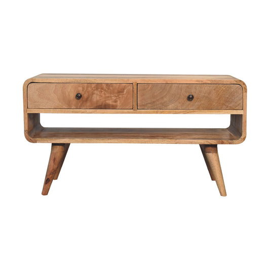 Reverse Curve Oak-ish Media Unit TV Stand CasaFenix