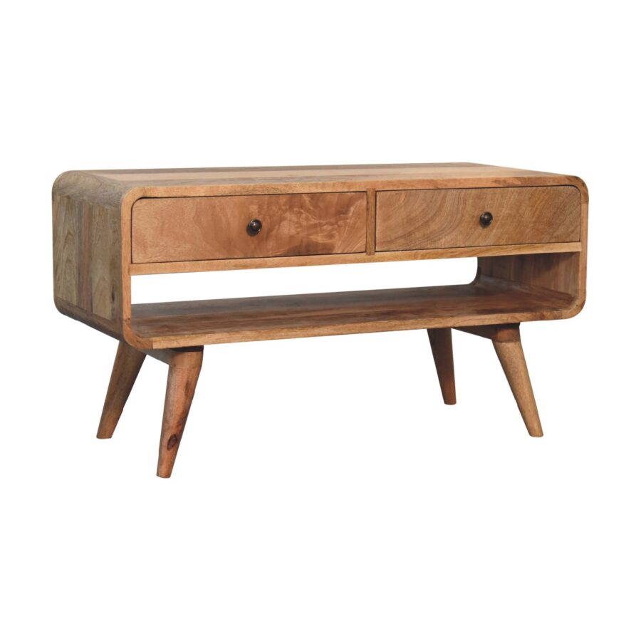 Reverse Curve Oak-ish Media Unit TV Stand CasaFenix