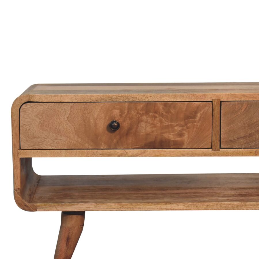 Reverse Curve Oak-ish Media Unit TV Stand CasaFenix