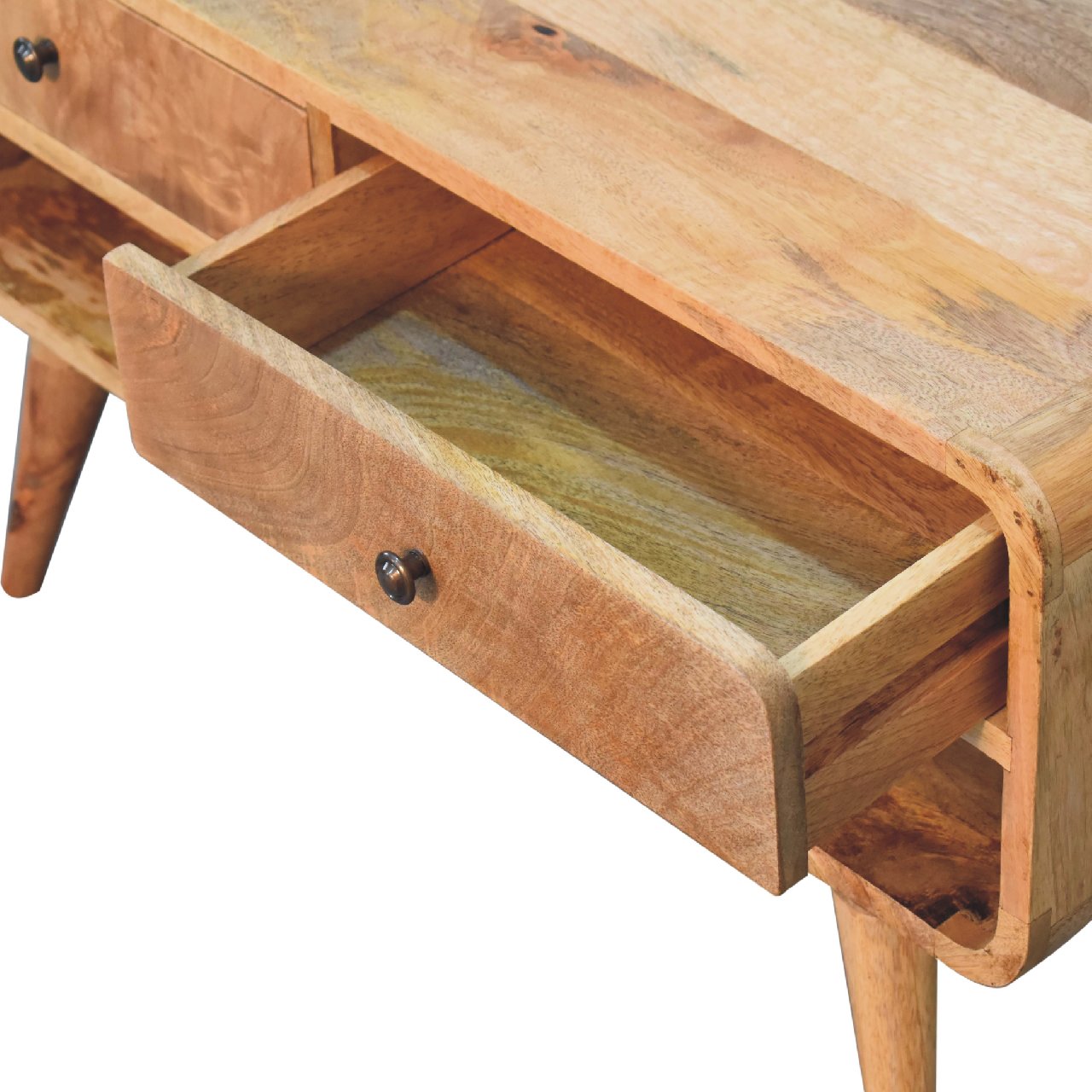 Reverse Curve Oak-ish Media Unit TV Stand CasaFenix