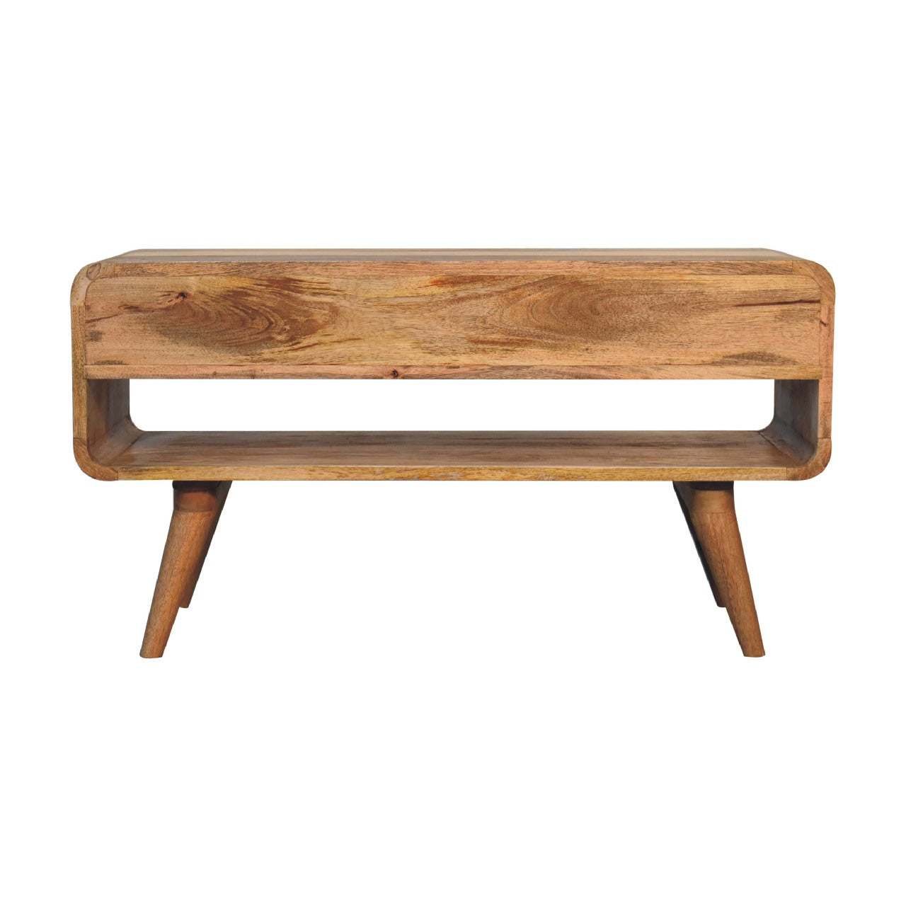 Reverse Curve Oak-ish Media Unit TV Stand CasaFenix
