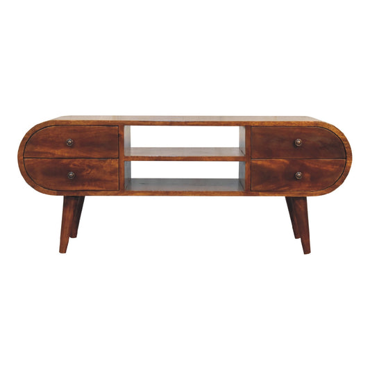 Chestnut Circular Media Unit TV Stand CasaFenix