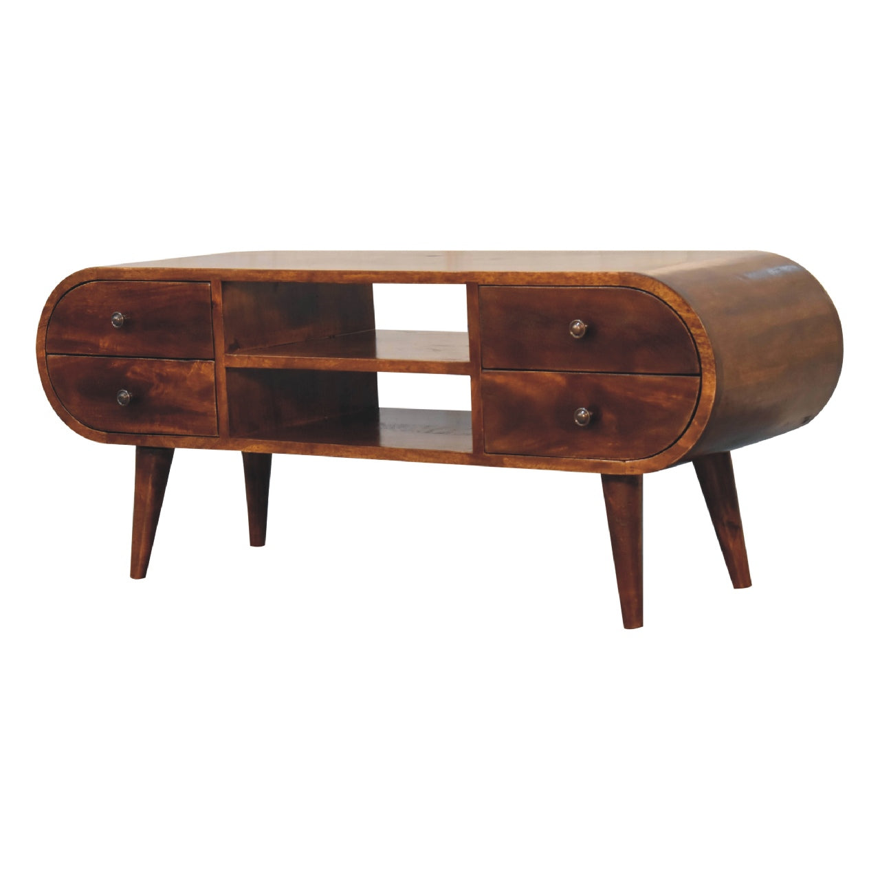 Chestnut Circular Media Unit TV Stand CasaFenix