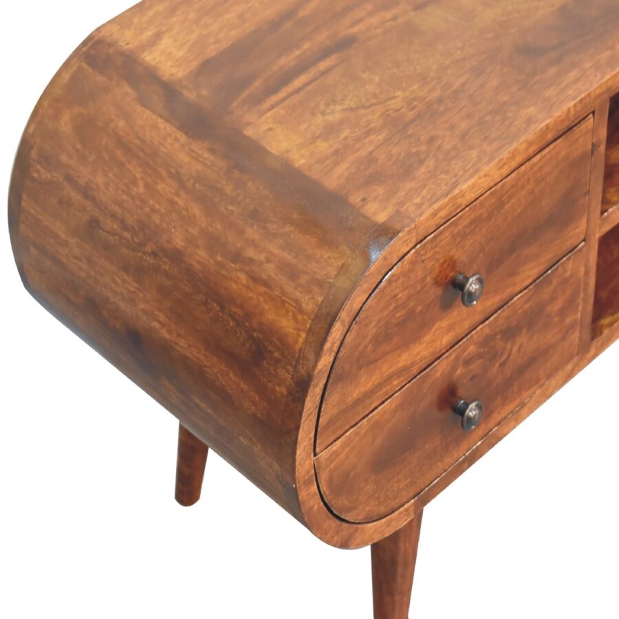 Chestnut Circular Media Unit TV Stand CasaFenix