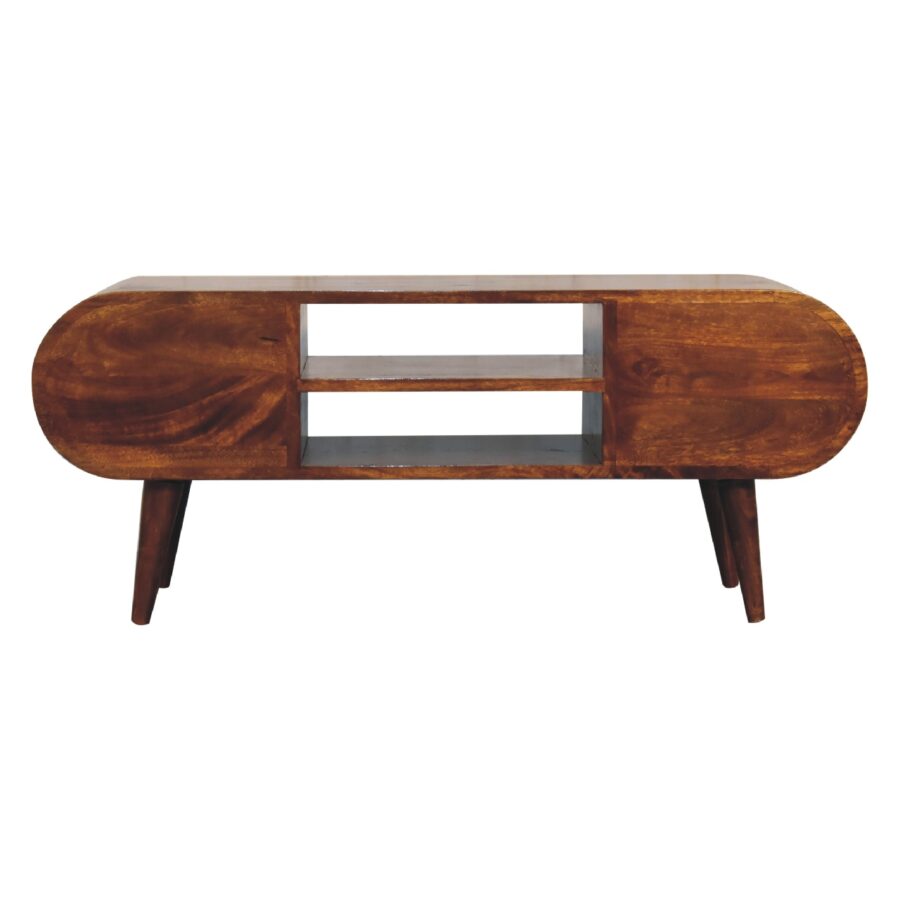 Chestnut Circular Media Unit TV Stand CasaFenix