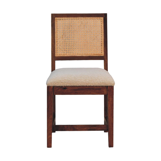 Cream Boucle Rattan Chair Dining chair CasaFenix