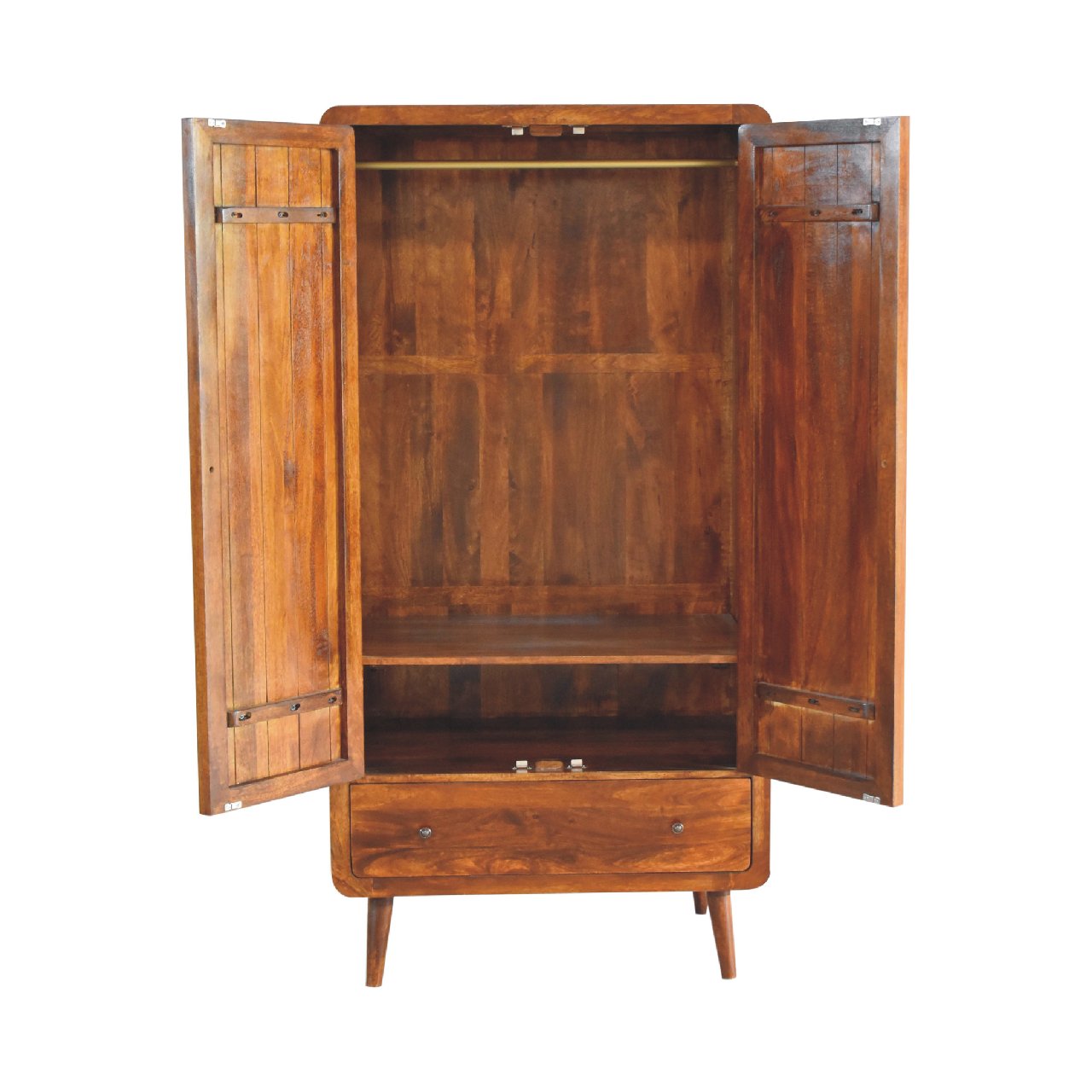 Curved Chestnut 2 Door Double Wardrobe Wardrobe CasaFenix