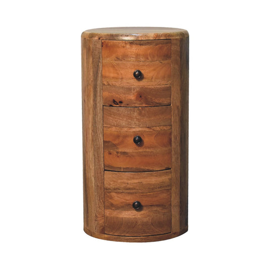 Oak-ish Drum Chest 3 Drawer Chest of drawers CasaFenix