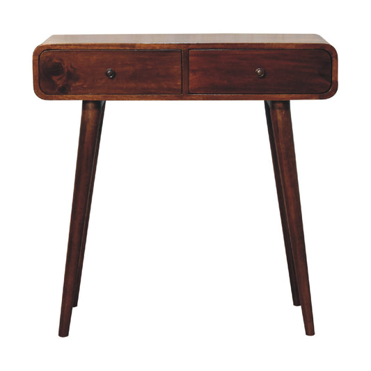 Chestnut Curved Hallway Table Console table CasaFenix