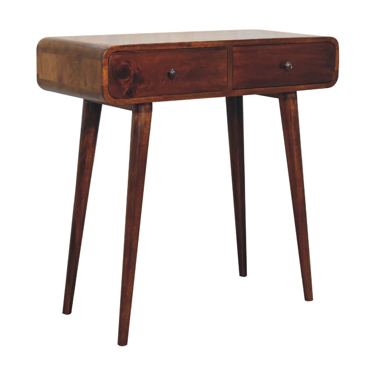 Chestnut Curved Hallway Table Console table CasaFenix