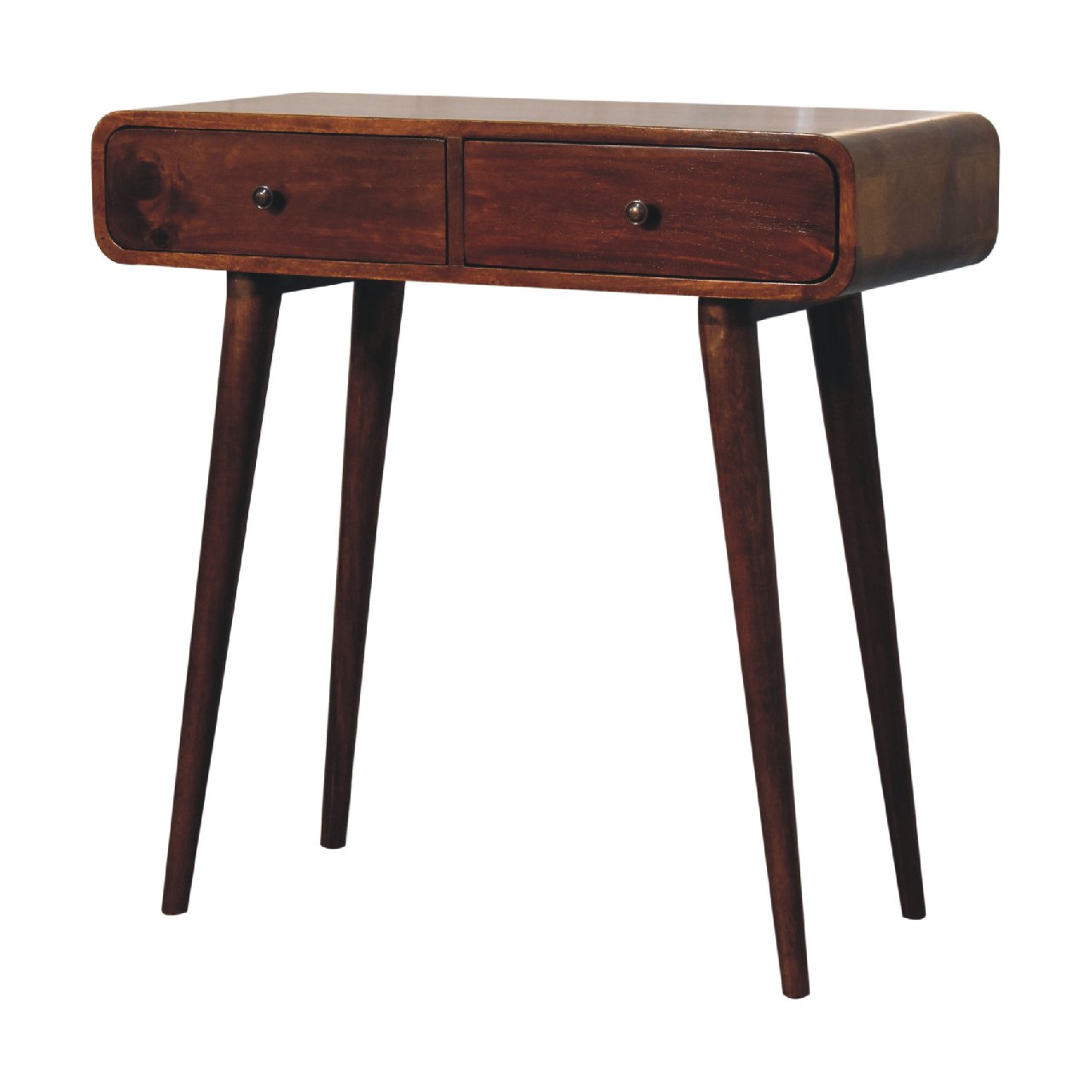 Chestnut Curved Hallway Table Console table CasaFenix