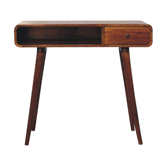 Curved Chestnut Writing Desk Console table CasaFenix