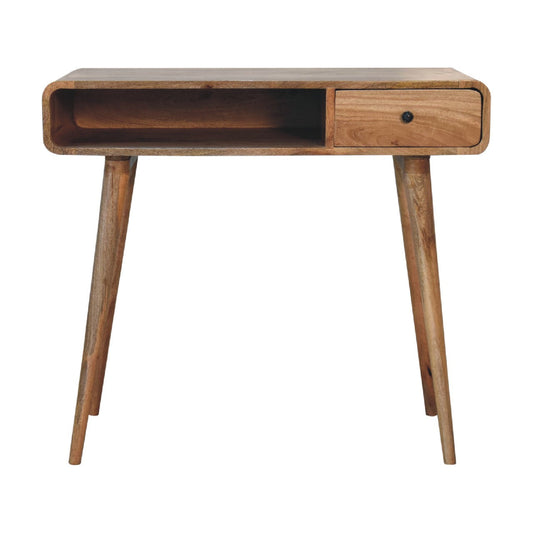 Curved Oak-ish Writing Desk Console table CasaFenix