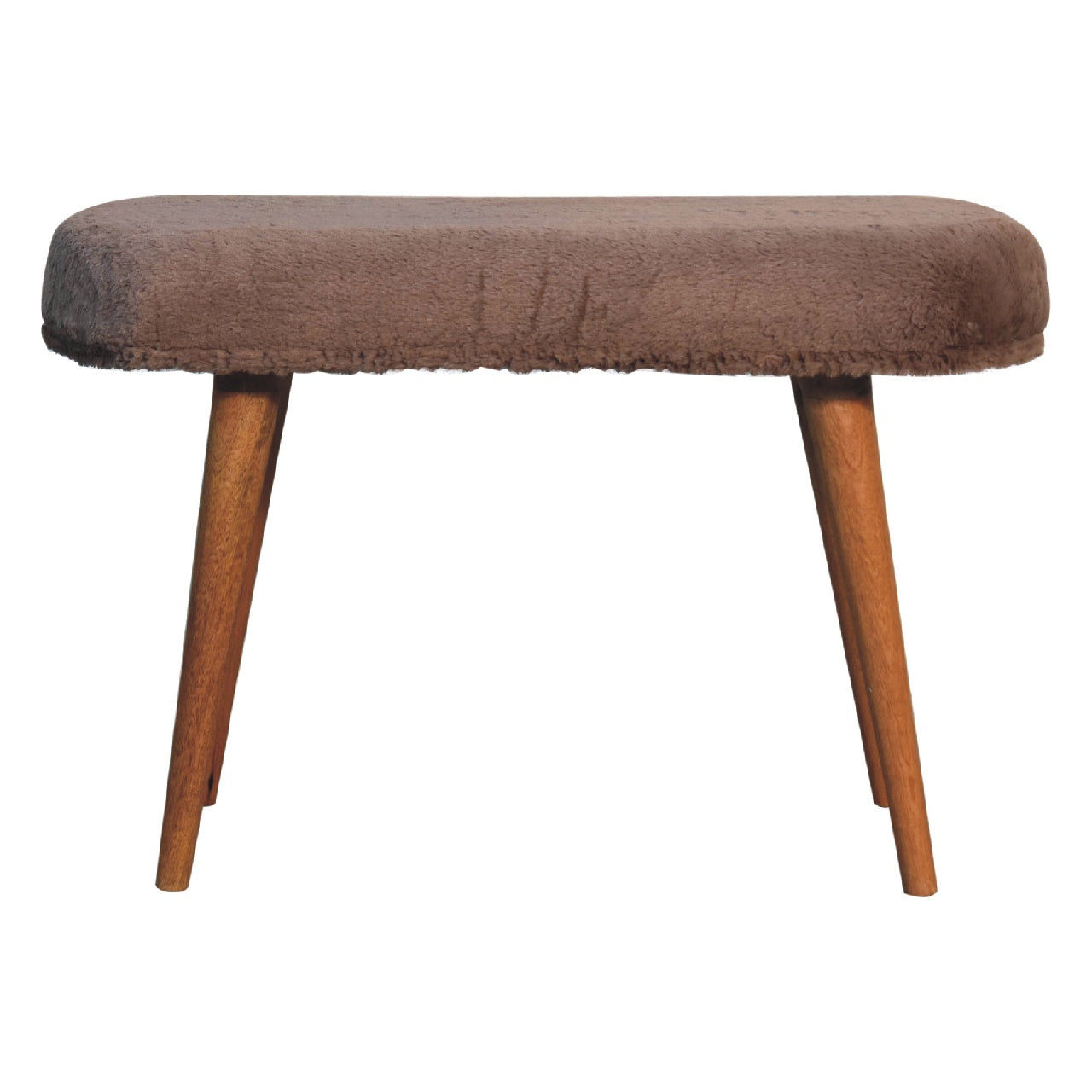 Mocha Faux Fur Fabric Bench Benches CasaFenix
