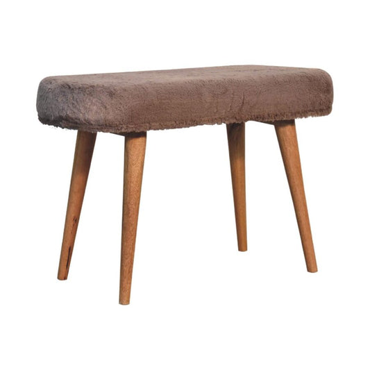 Mocha Faux Fur Fabric Bench Benches CasaFenix