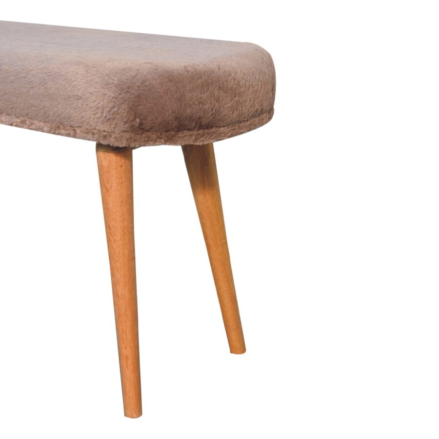 Mocha Faux Fur Fabric Bench Benches CasaFenix