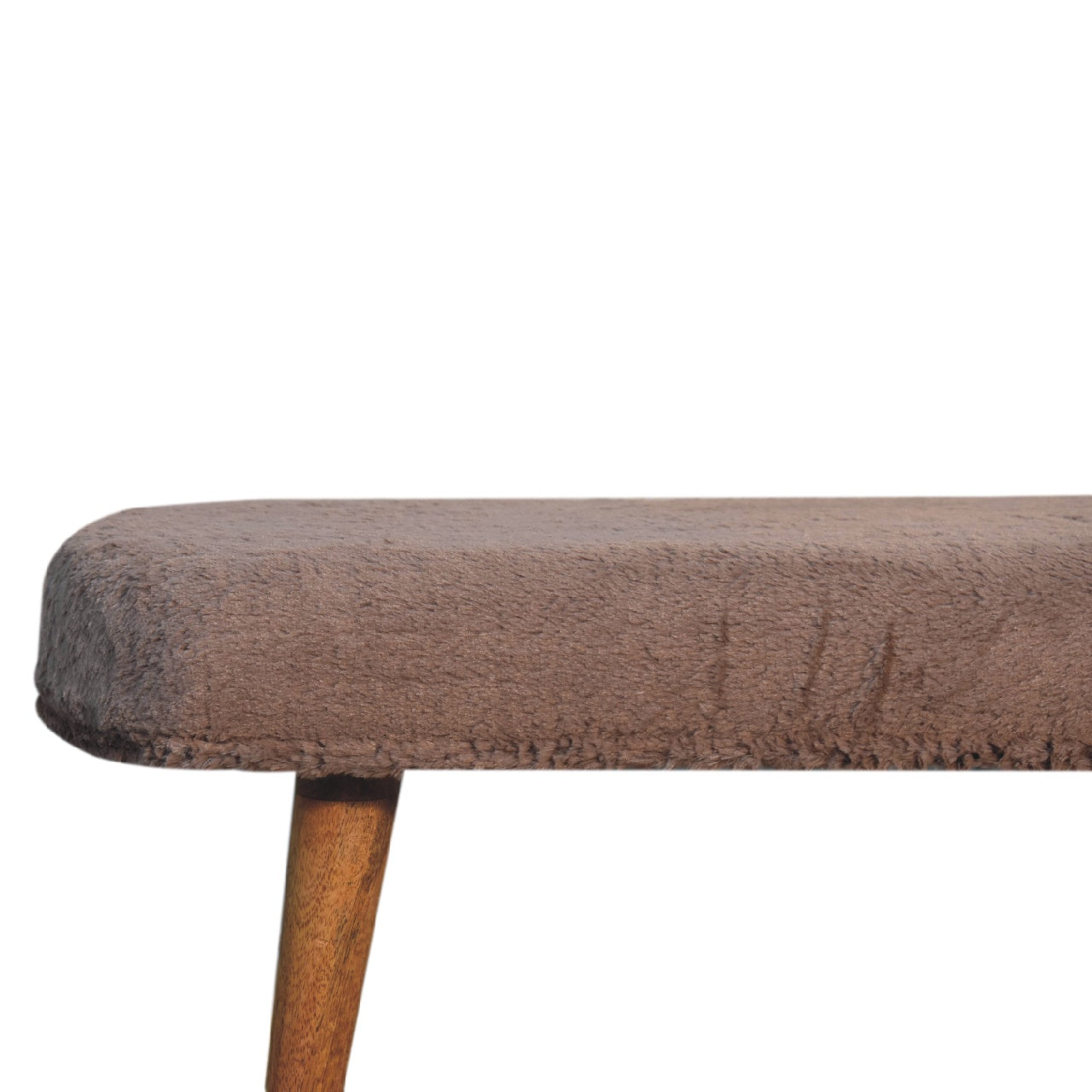Mocha Faux Fur Fabric Bench Benches CasaFenix