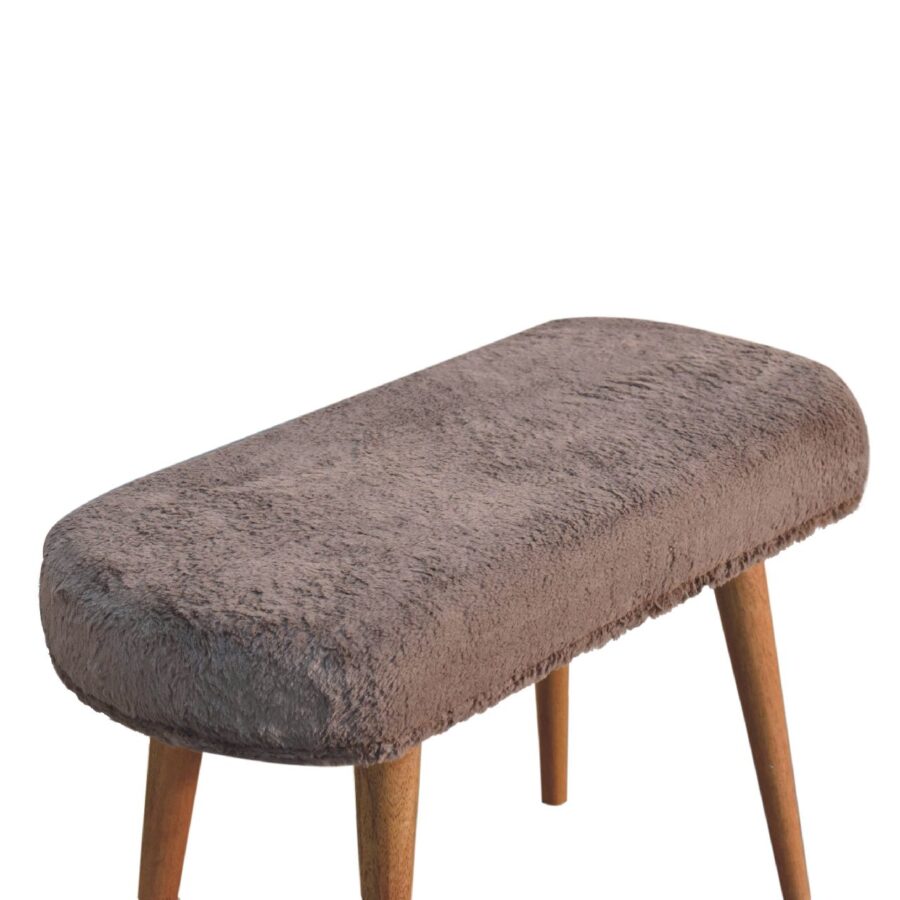 Mocha Faux Fur Fabric Bench Benches CasaFenix