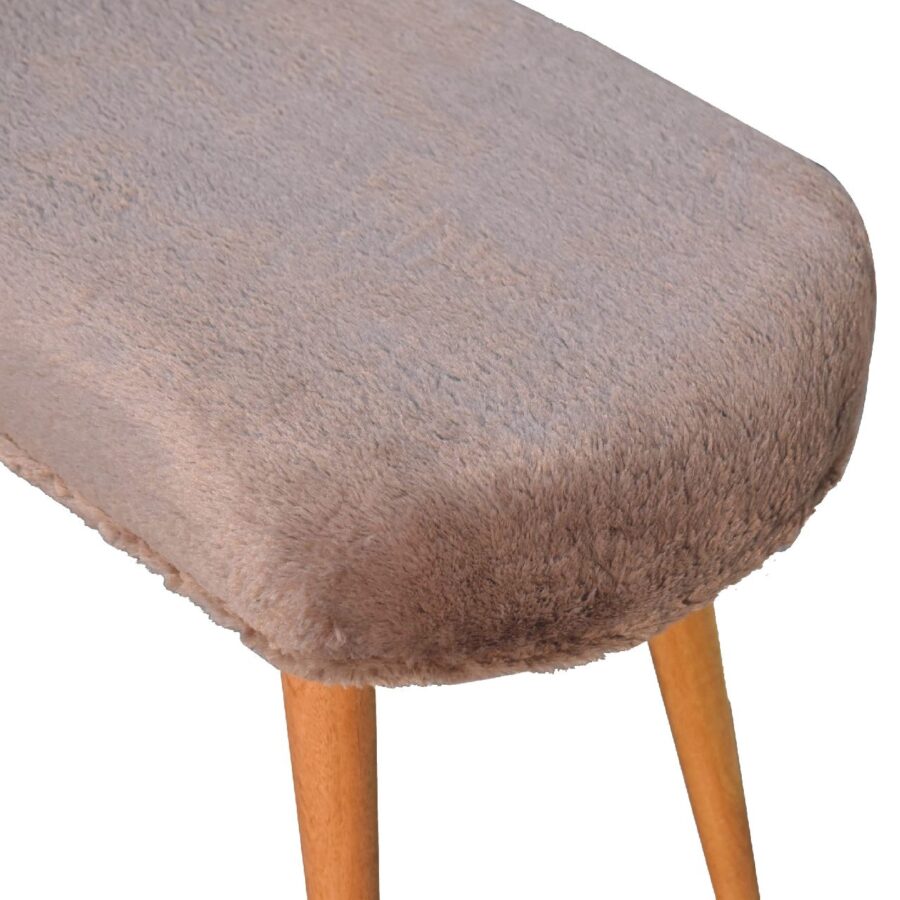 Mocha Faux Fur Fabric Bench Benches CasaFenix