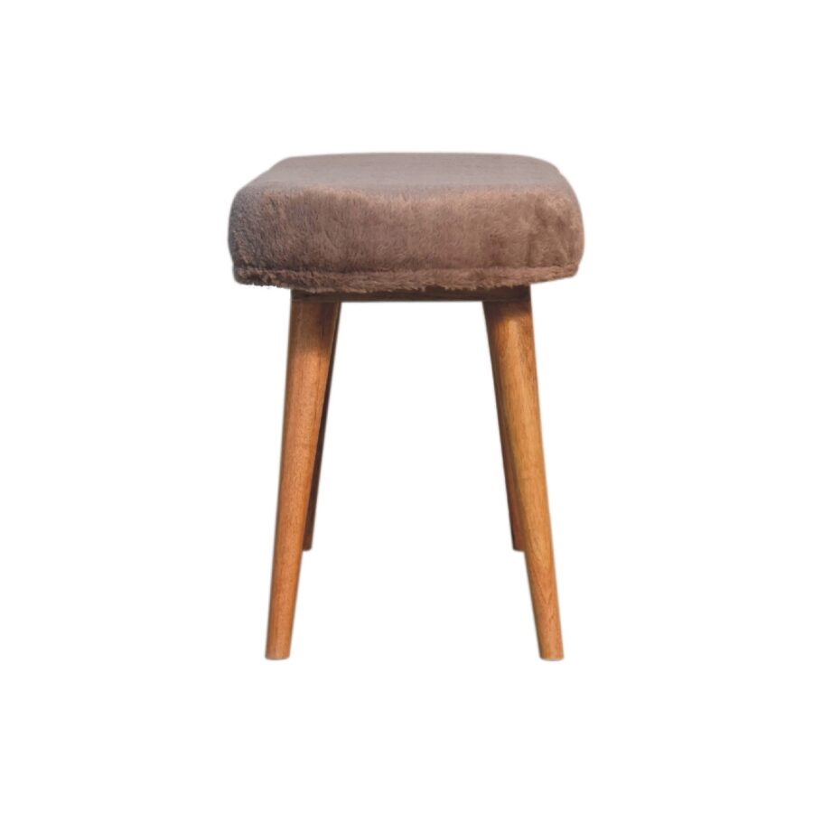 Mocha Faux Fur Fabric Bench Benches CasaFenix
