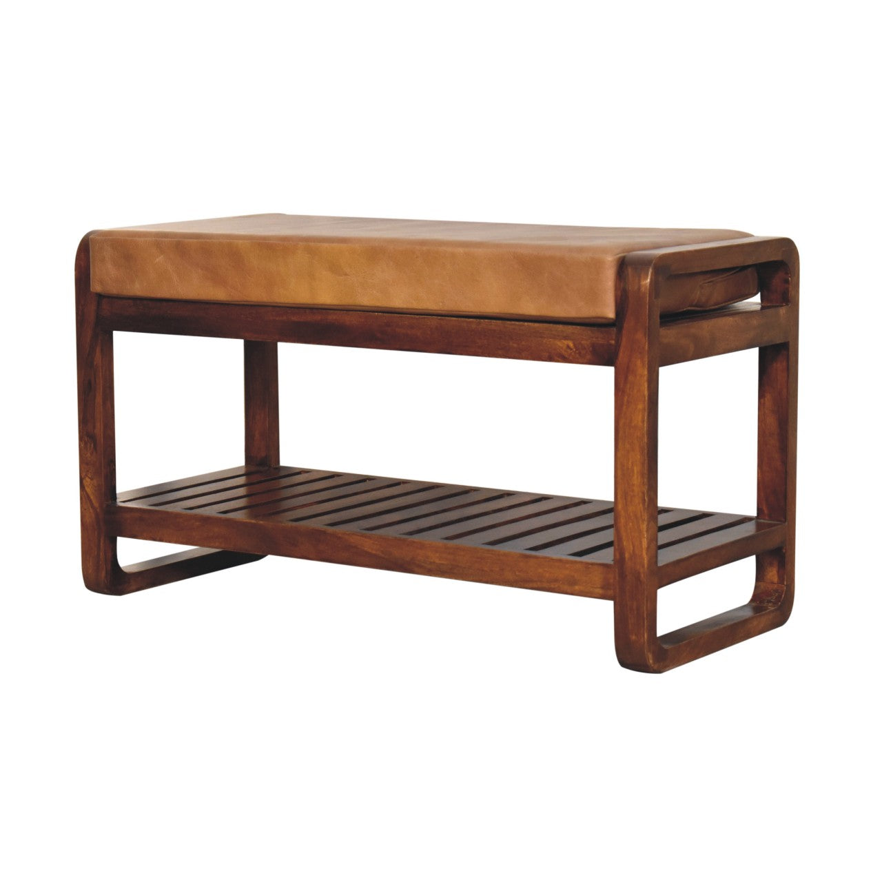Small Buffalo Slatted Hallway Bench Benches CasaFenix