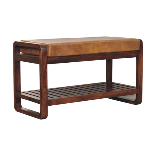 Small Buffalo Slatted Hallway Bench Benches CasaFenix
