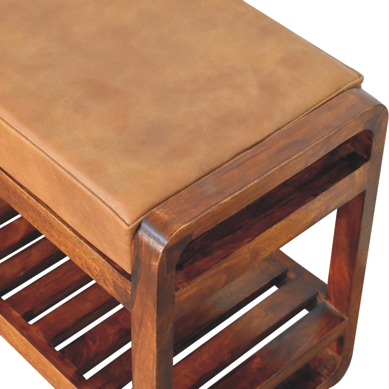 Small Buffalo Slatted Hallway Bench Benches CasaFenix