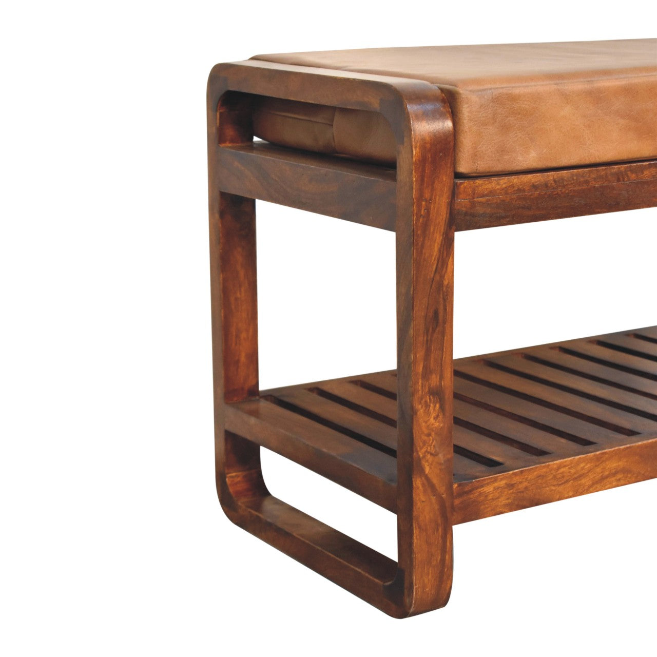 Small Buffalo Slatted Hallway Bench Benches CasaFenix