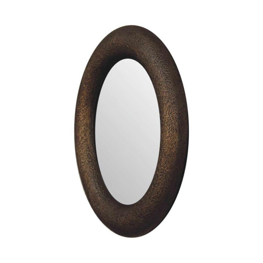 Round Metallic Hammered Mirror Mirror CasaFenix