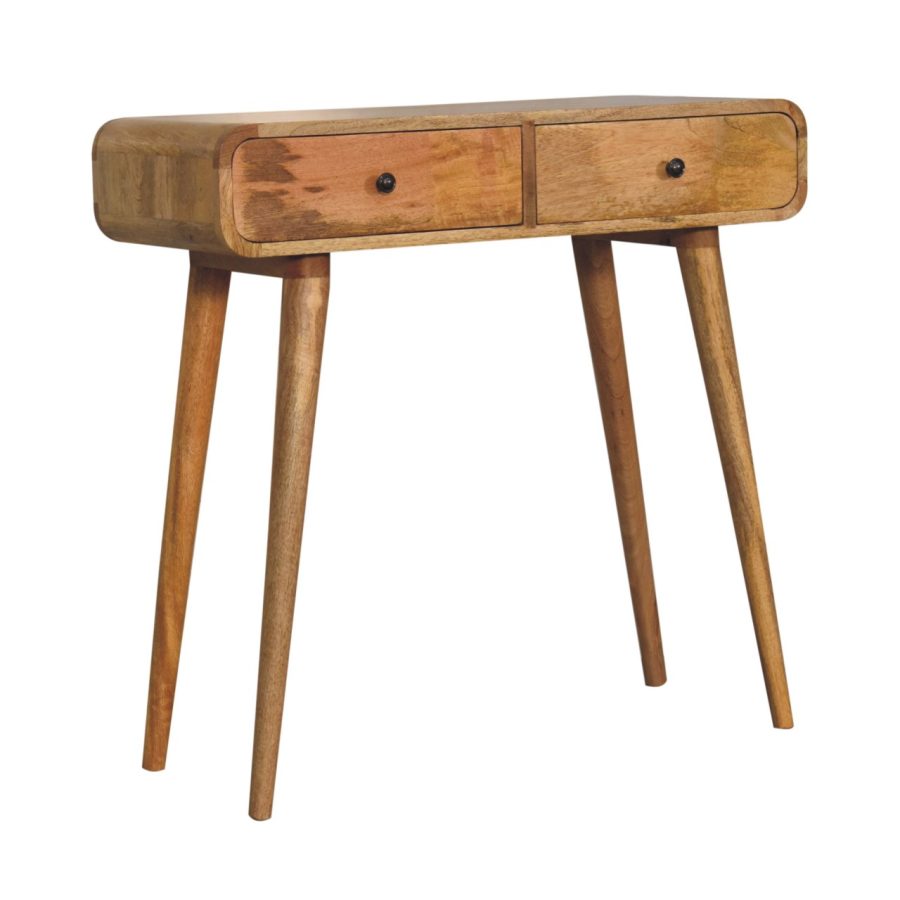 Oak-ish Curved Hallway Table Console table CasaFenix