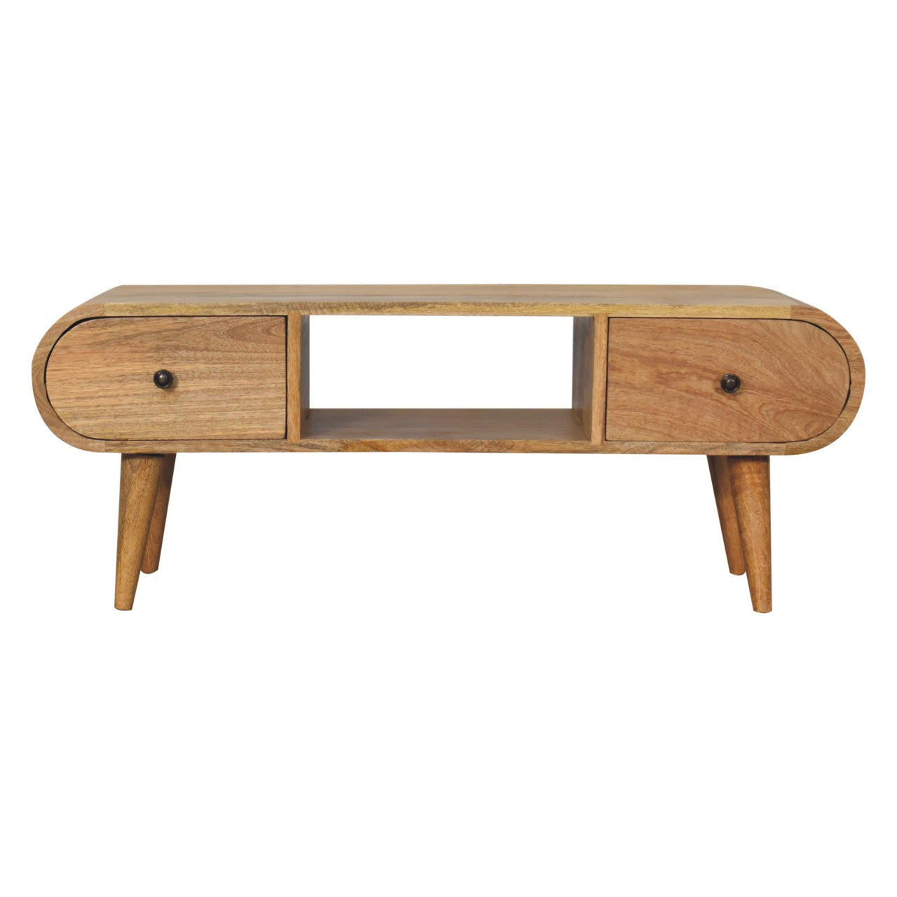 Oak-ish Circular TV Unit Entertainment Centers & TV Stands CasaFenix