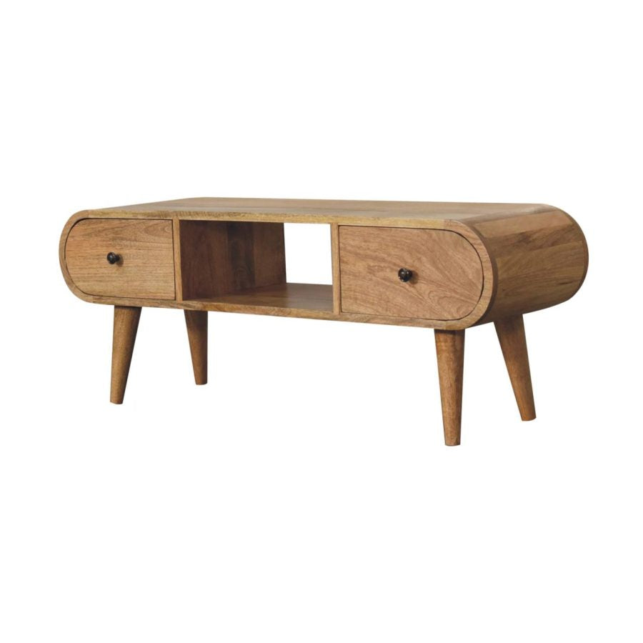 Oak-ish Circular TV Unit Entertainment Centers & TV Stands CasaFenix